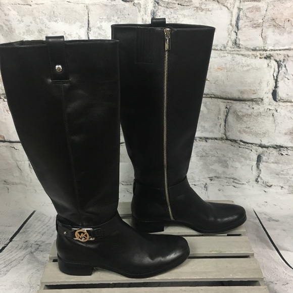 Michael Kors Shoes - Michael Kors Leather Riding Boots Silver Hardware